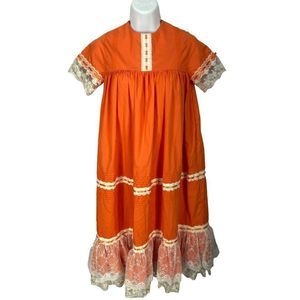 La Jenns Burnt Orange Girl's size‎ 10 Vintage Heirloom Pageant Dress